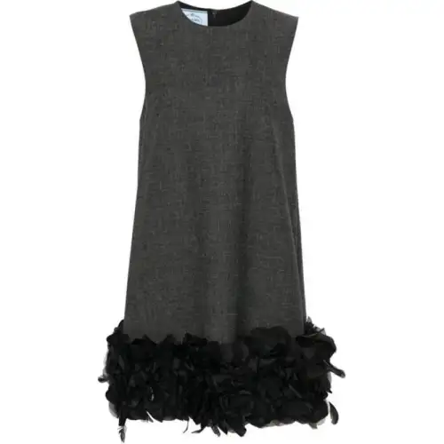 Prada feather-detail mini dress