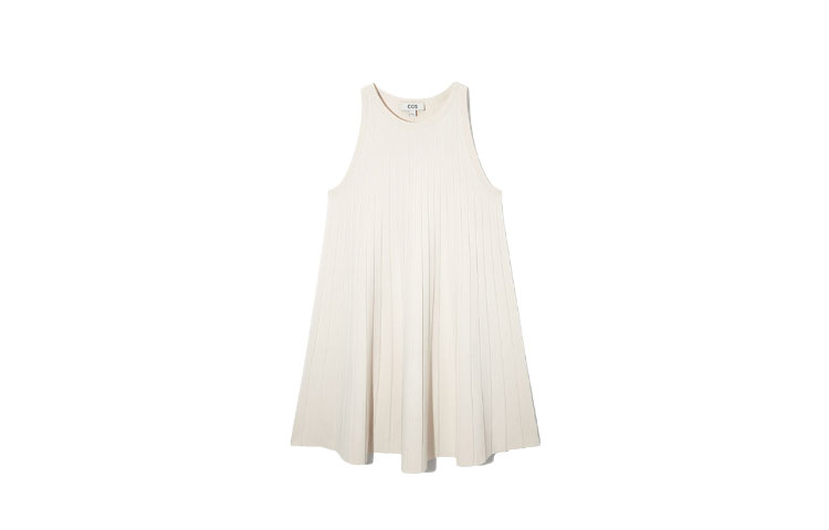 COS Sleeveless Dresses Women's Ecru Crew Neck Moderate Short