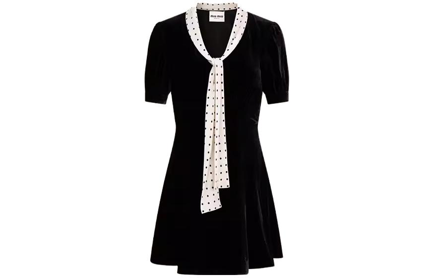 MIU MIU FW23 Short Sleeved Dress Women's Black