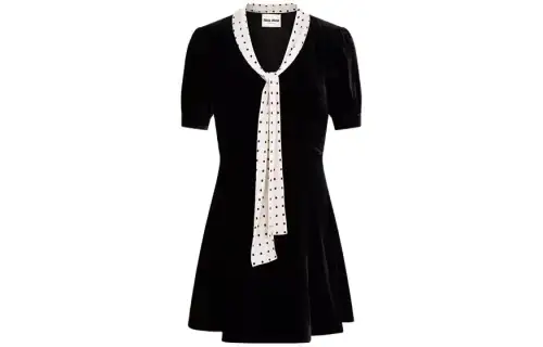 MIU MIU FW23 Short Sleeved Dress Women's Black