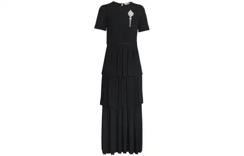 Burberry Short Sleeved Dresses Women's Black Crew Neck Moderate Mid Length