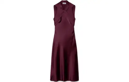 OFF-WHITE crossover-strap satin midi dress