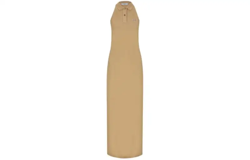 PRADA Triangle Logo Plaque Sleeveless Dress