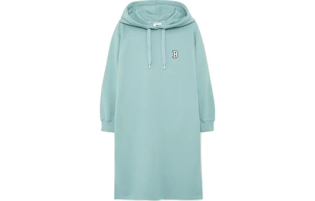 MLB Boston Red Sox Long-Sleeved Dresses Women's Mint Green Hooded Moderate Mid-Length