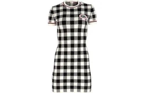 MIU MIU Short Sleeved Dress Women's Black White