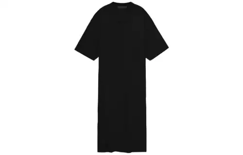 Fear Of God Essentials Long Sleeved Dresses Women's Jet Black/Jet Black Crew Neck Moderate Mid Length
