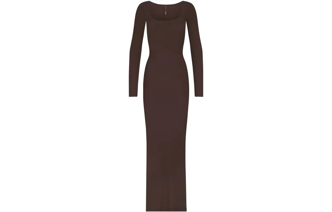 Skims SOFT LOUNGE LONG SLEEVE DRESS Women's Cocoa/COCOA