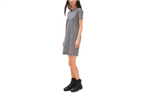 HERMES Short Sleeved Dress Women's Black Blue
