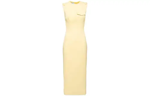 PRADA Sleeveless Dresses Women's Cream Crew Neck Moderate Mid Length