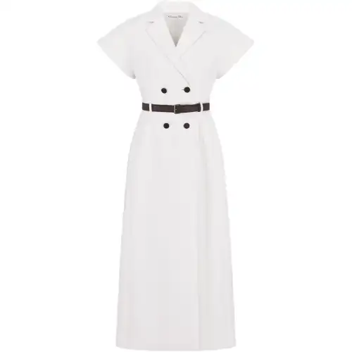 DIOR SS25 Spring Summer Ready to Wear Collection Short Sleeved Dress Women's White