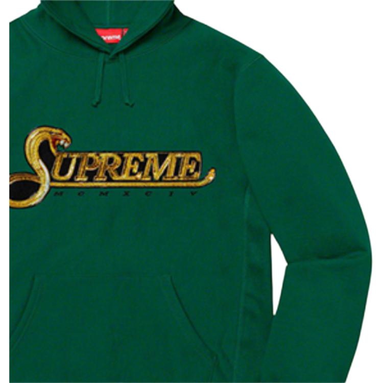 Худи Supreme Sequin Viper Hooded Sweatshirt (зеленое) — фото 3