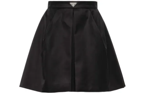 PRADA Casual Short Skirts Women's Black Moderate Short A Line Skirt