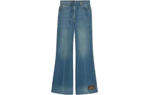 GUCCI Jeans Women's Blue Moderate Flared Pants