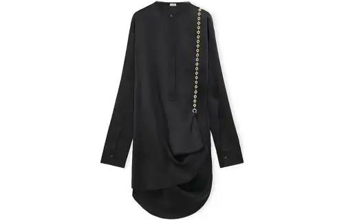 LOEWE Chain Shirt Dress In Silk Black