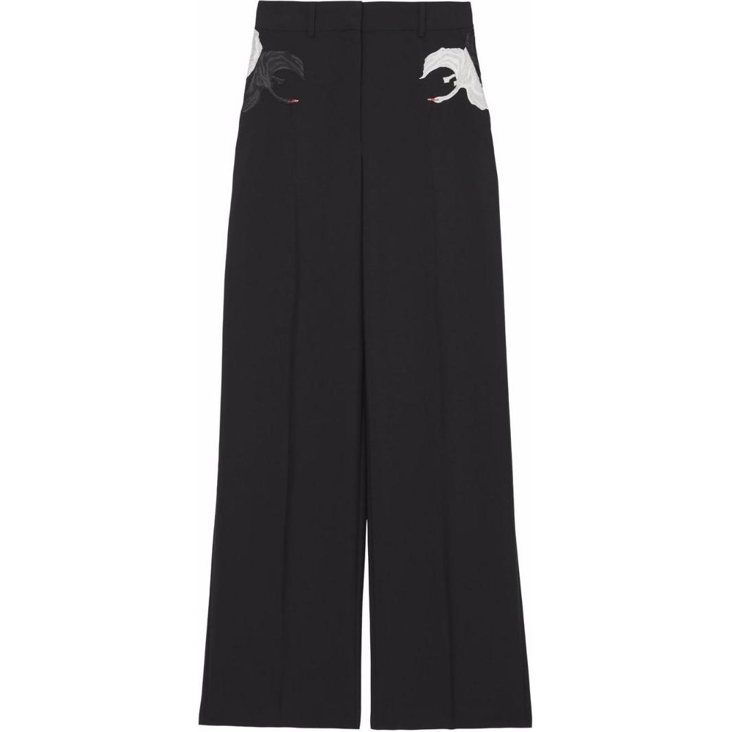 Burberry Thalia Swan Graphic Wide-leg Trousers