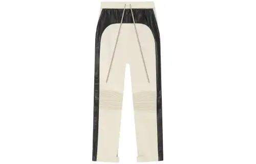 Fear of God SS24 Season 8 Series FEAR OF GOD Leather Moto Stripe Pant Spliced Loose Drawstring Straight Leather Pants Women's Cream/Cream color