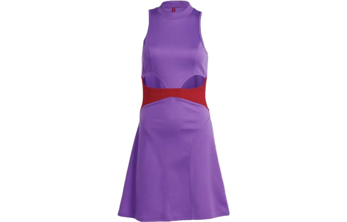 Adidas Sleeveless Dresses Women's Bright Purple Crew Neck Moderate Short