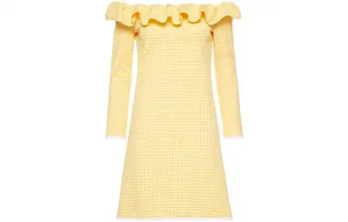 MIU MIU SS23 Long Sleeved Dress Women's Yellow