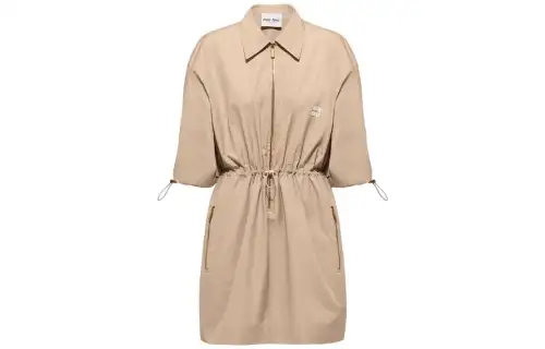 MIU MIU SS23 Long Sleeved Dress Women's Beige