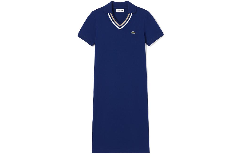 LACOSTE FW23 Short Sleeved Dress Women's F9F/Navy Blue