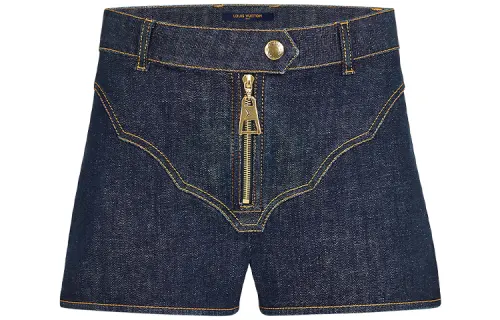 LOUIS VUITTON Denim Shorts Women's Dark Blue