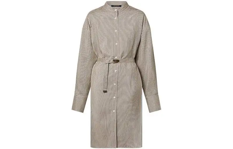 LOUIS VUITTON Pinstripe Silk Shirt Dress