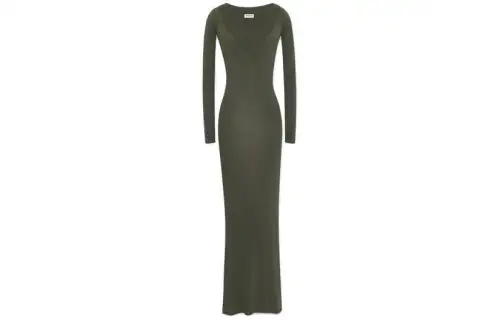 SAINT LAURENT V Neck Knitted Long Dress