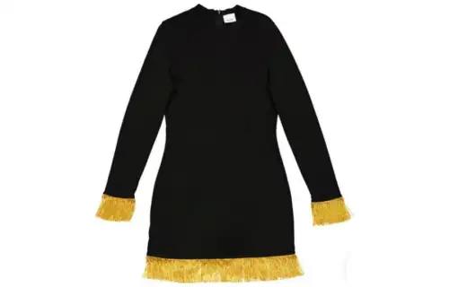 Burberry Long Sleeved Dresses Women's Black Crew Neck Moderate Short