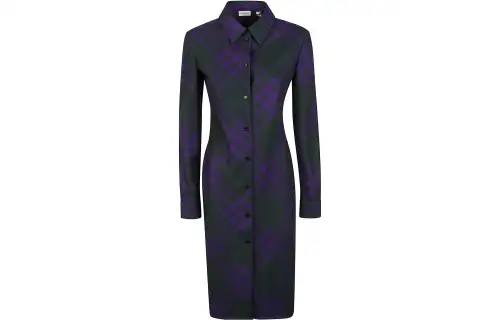 Burberry Long Sleeved Checked Shirt Dress