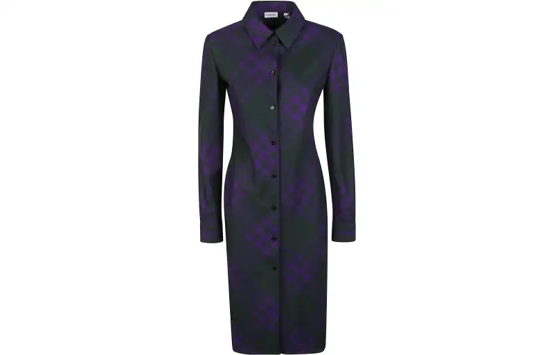 Burberry Long Sleeved Checked Shirt Dress