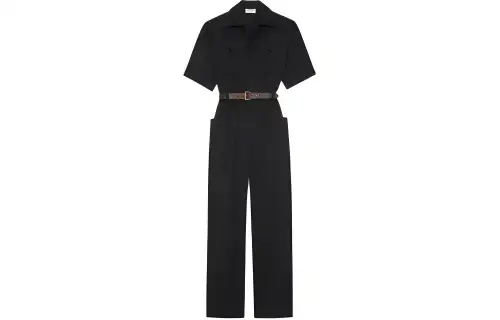 SAINT LAURENT Belted Short Sleeved Jumpsuit