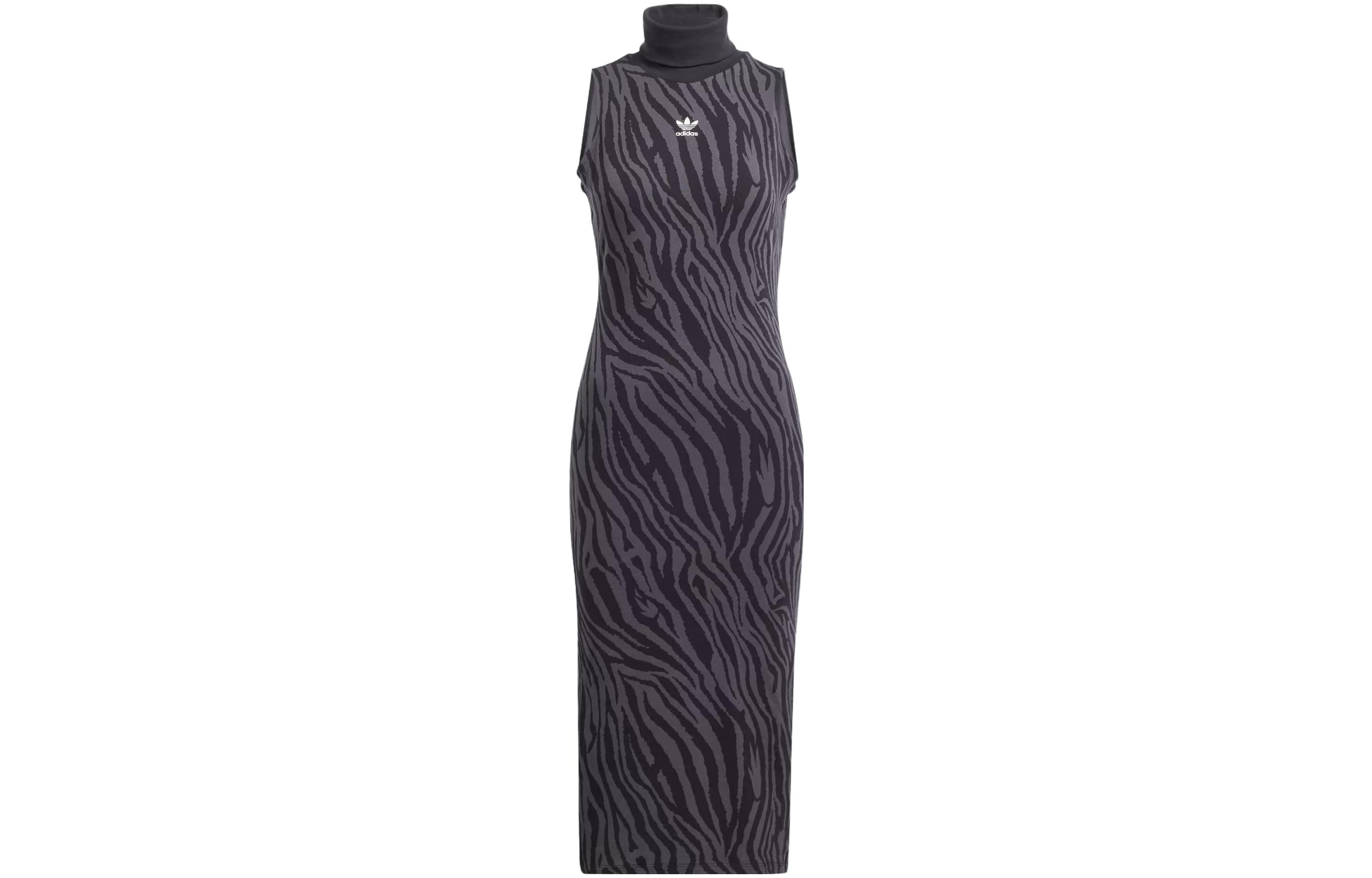 Adidas Originals Sleeveless Dresses Women's Black Turtleneck Moderate Mid Length