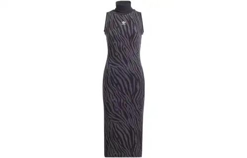 Adidas Originals Sleeveless Dresses Women's Black Turtleneck Moderate Mid Length