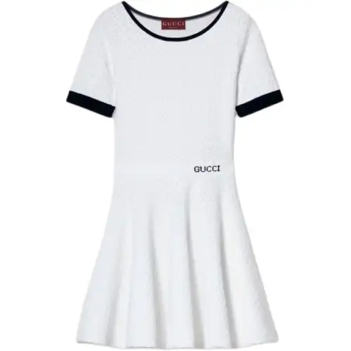 GUCCI Logo Intarsia Short Sleeve Dress