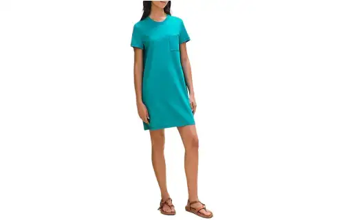 HERMES Short Sleeved Dress Women's Sapphire Green