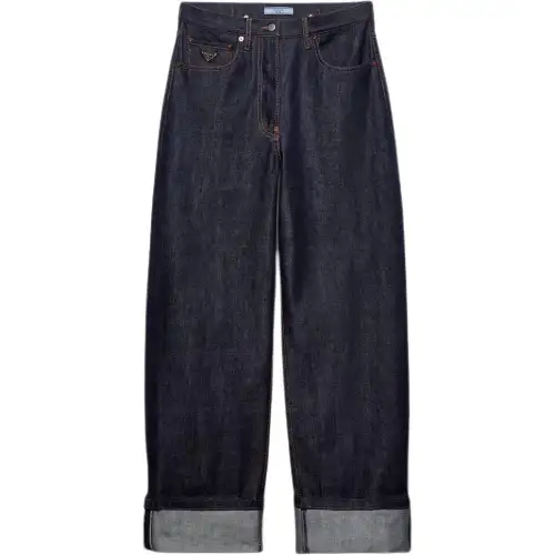 PRADA Jeans Women's Blue Moderate Straight Fit Pants
