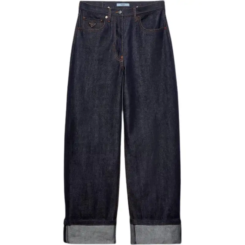 PRADA Jeans Women's Blue Moderate Straight Fit Pants