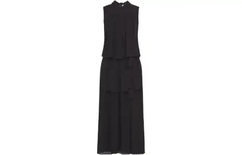PRADA Sleeveless Dresses Women's Black Crew Neck Moderate Mid Length
