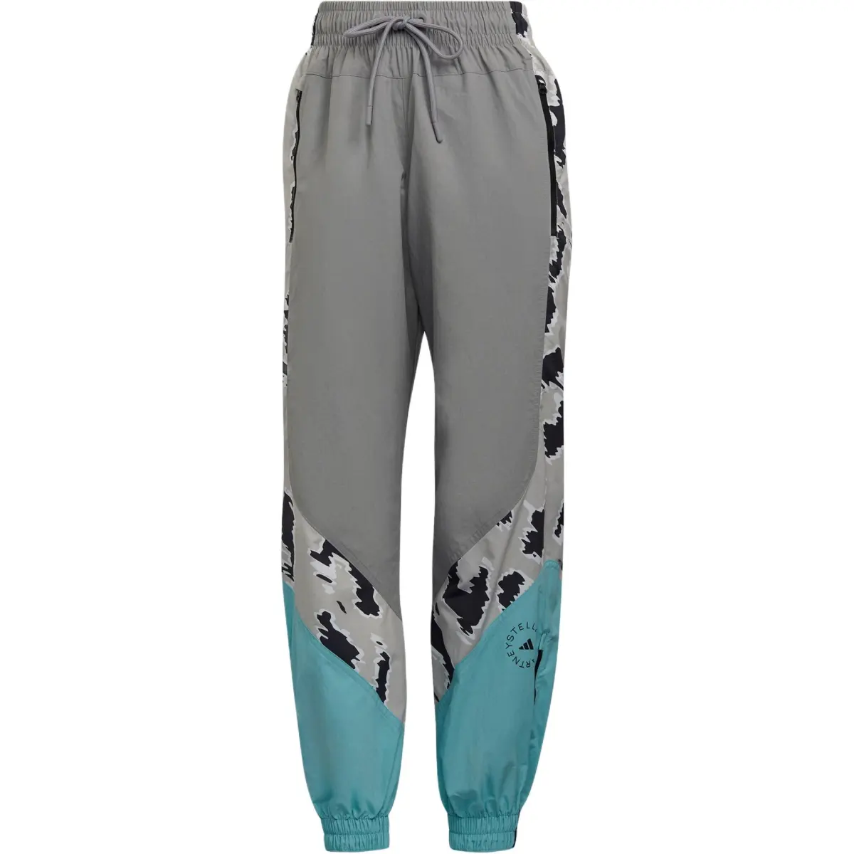 Adidas Stella McCartney COLOR BLOCKED TRACK PANTS Knitted Sweatpants Women's Aluminum Gray/Aqua Green