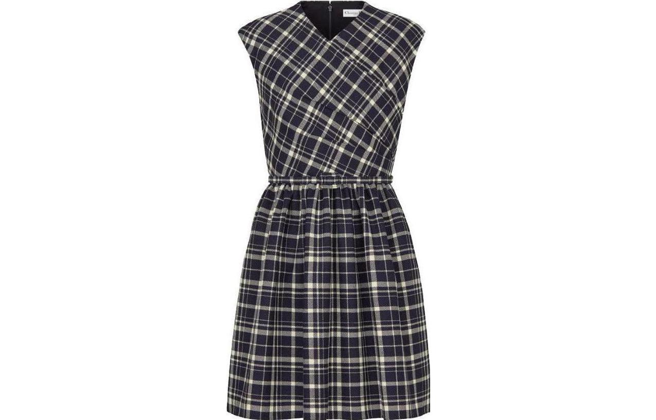 Christian DIOR Pre Owned 2010s Checked Wool Dress