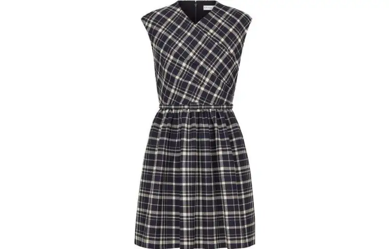 Christian DIOR Pre Owned 2010s Checked Wool Dress