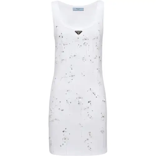 Prada 2010s triangle-logo beaded dress