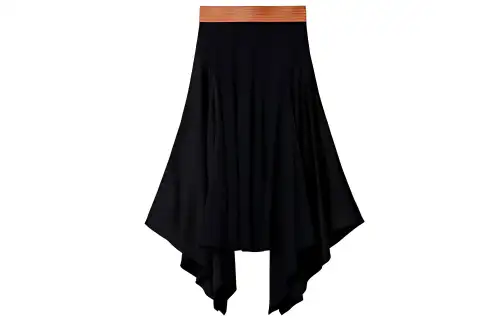 LOEWE Casual Long Skirts Women's Black Moderate Mid Length Pleated Skirt
