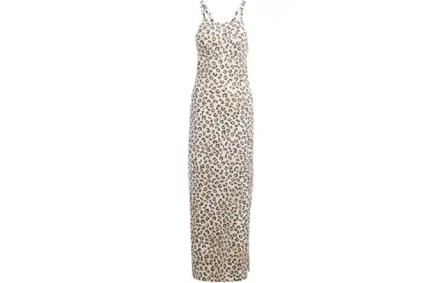 Adidas Originals Leopard Luxe 3 Stripes Maxi Dress Slip Dress Women's White