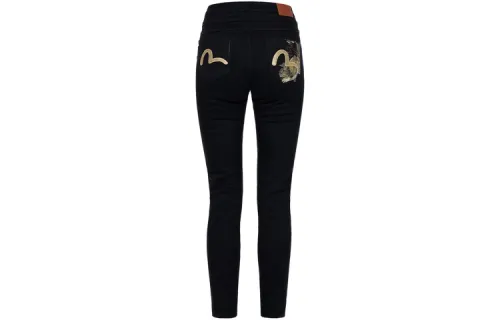 EVISU Jeans Women's Black Moderate Straight Fit Pants
