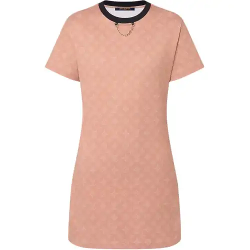 LOUIS VUITTON Short Sleeved Dress Women's Camel Beige