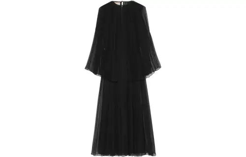 GUCCI Long Sleeved Dresses Women's Black Crew Neck Moderate Long