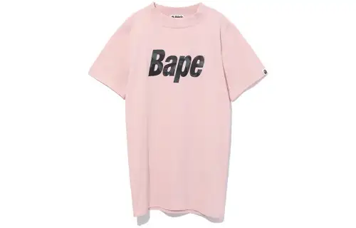 A BATHING APE Short Sleeved Dresses Women's Pink Crew Neck Short