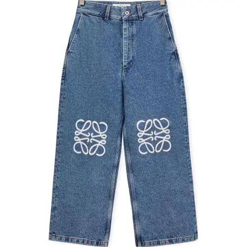 LOEWE Anagram Baggy Jeans In Denim Blue