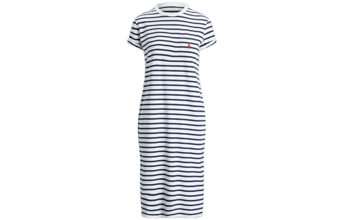 Polo Ralph Lauren Short Sleeved Dress Women's Blue White